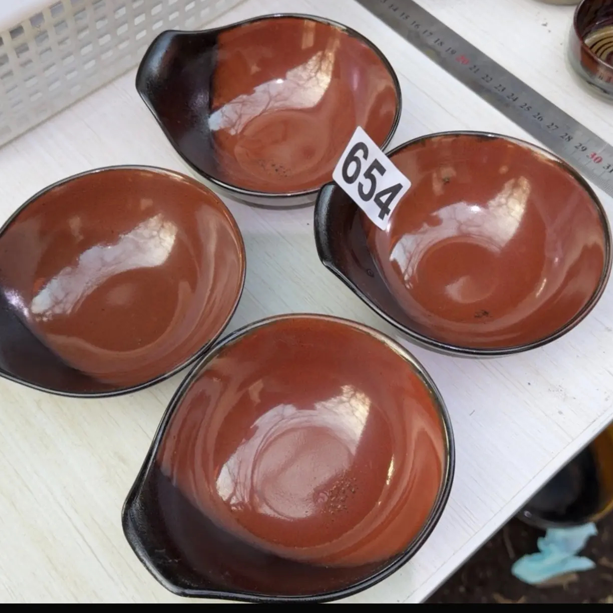 四只磁州窑国营五厂粗陶瓷碗复古多样用途