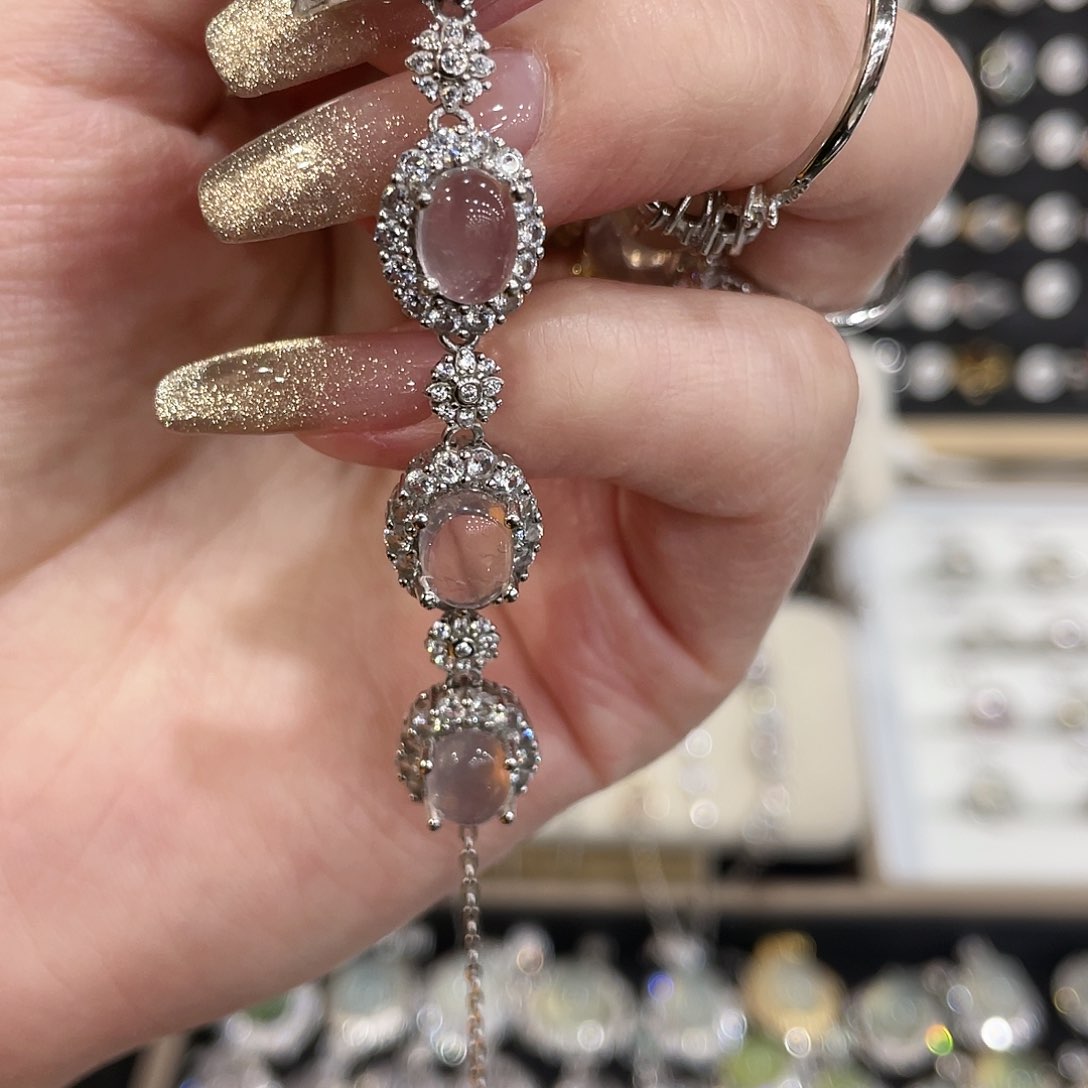 芙蓉石手链银S925镶嵌会**狗