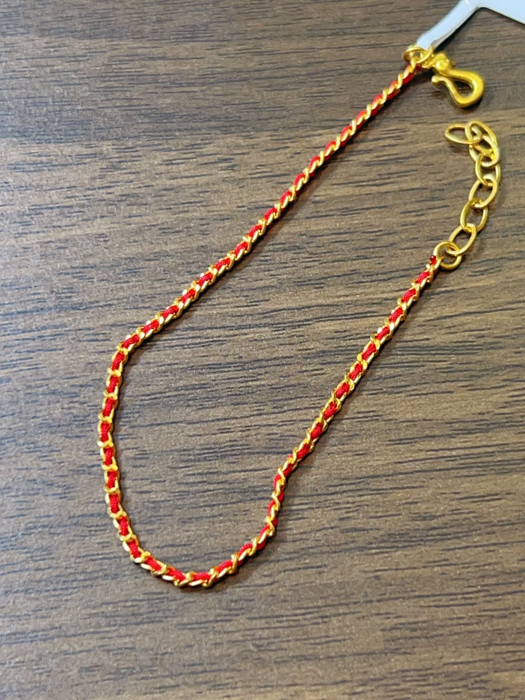 足金999纯黄金碎碎冰好运红绳手链