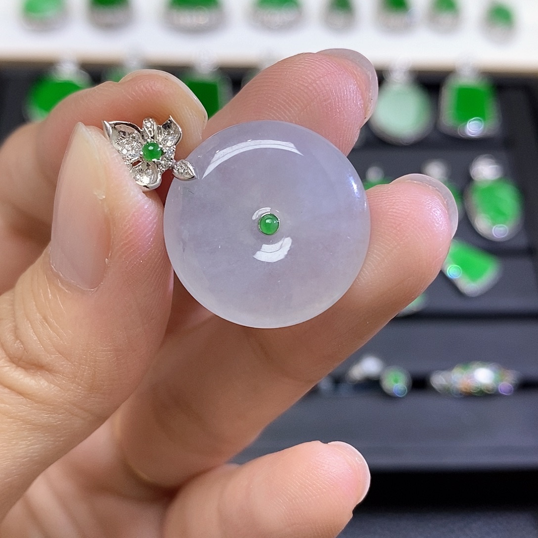 翡翠18K金镶嵌吊坠(不含链)