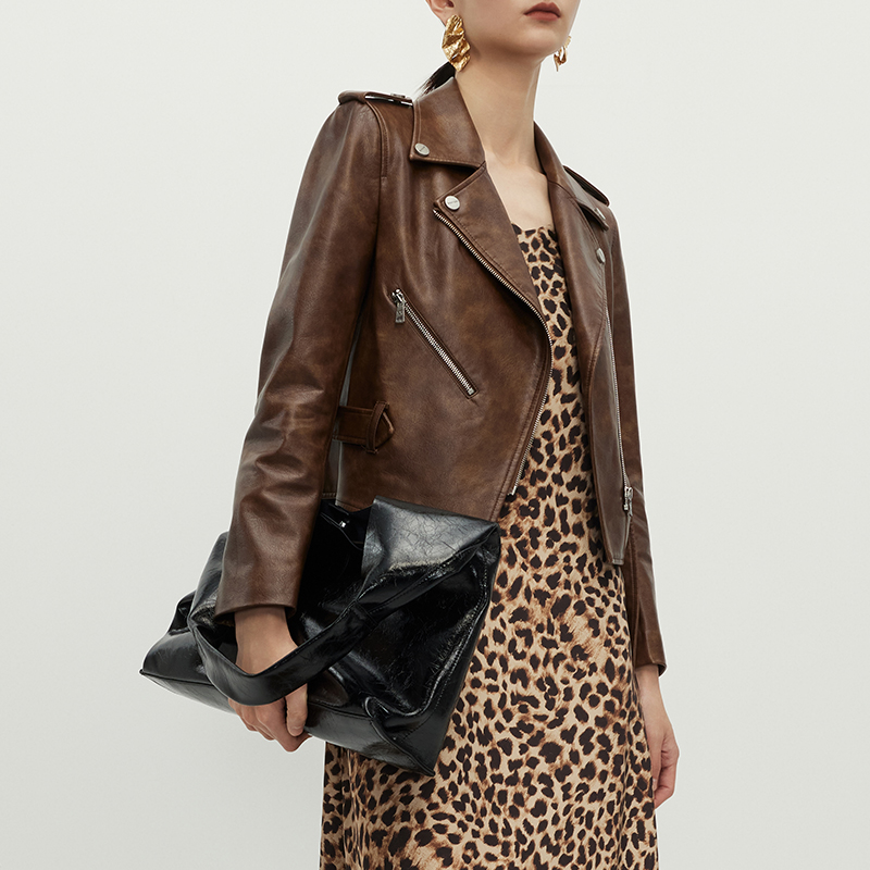 【小花专属】复古短皮衣机车服外套N3290