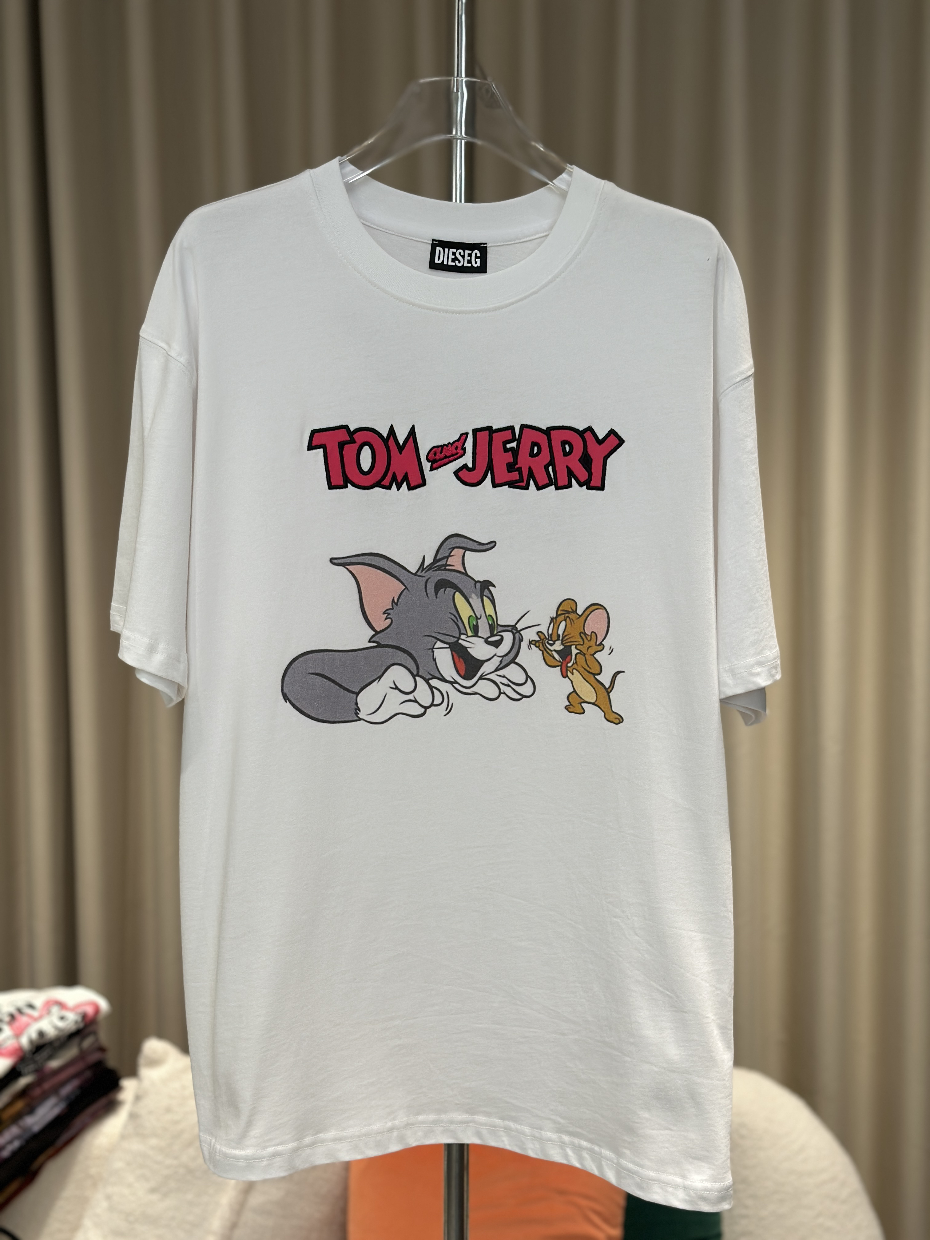 (南油娜姐）2025夏季新款：大G猫和老鼠刺绣字母百搭短袖T恤25183