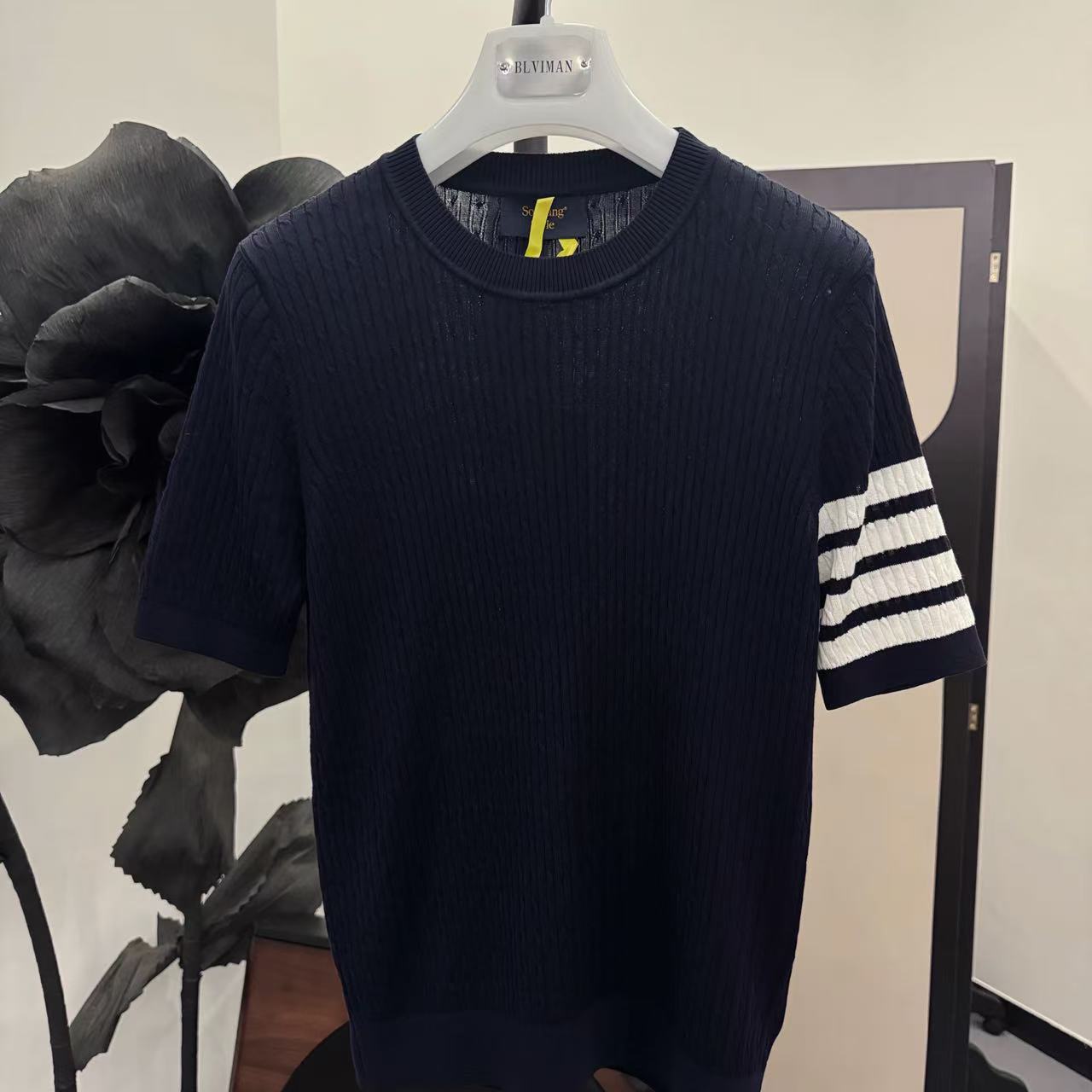 2025新款夏季针织条纹短袖M25007