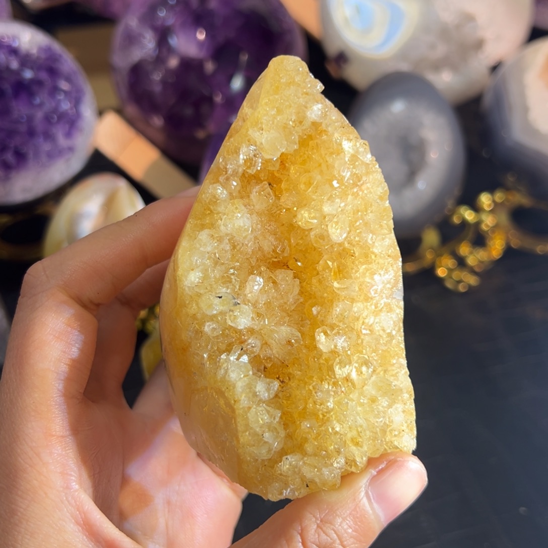 珠宝半成品紫晶未镶嵌15黄水晶晶花