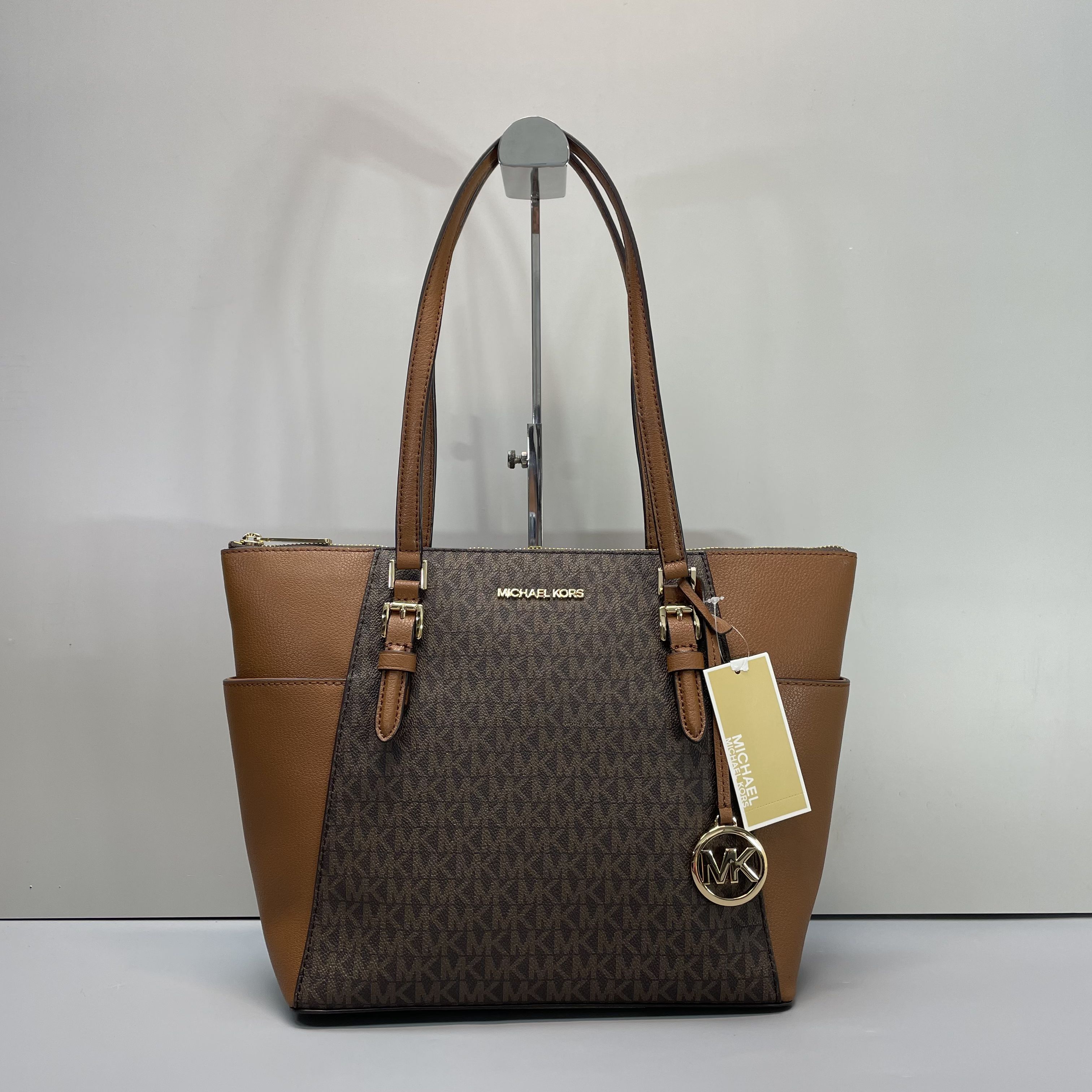 99新 MICHAELKORS/迈克高仕 小林/棕老花托特包28*25*11cmA122101