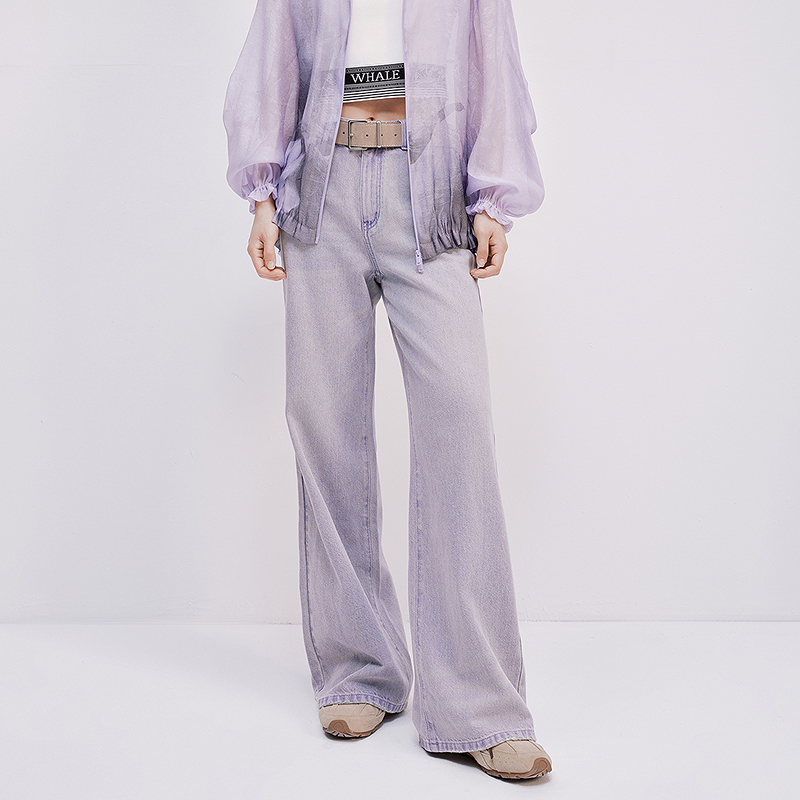 【商场同款】HPLY荷比俪夏女含棉休闲阔腿长裤牛仔裤HYF24410282