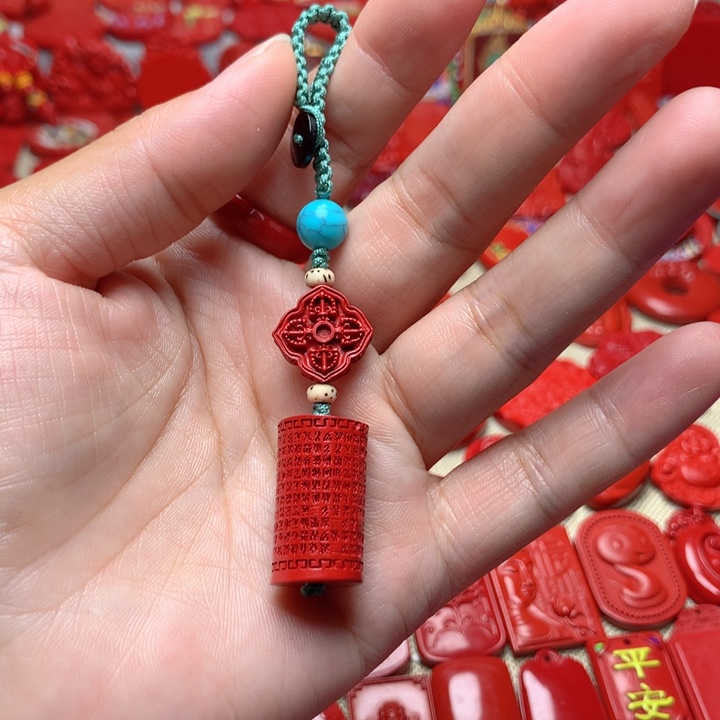 天然辰砂工艺品朱砂钥匙扣