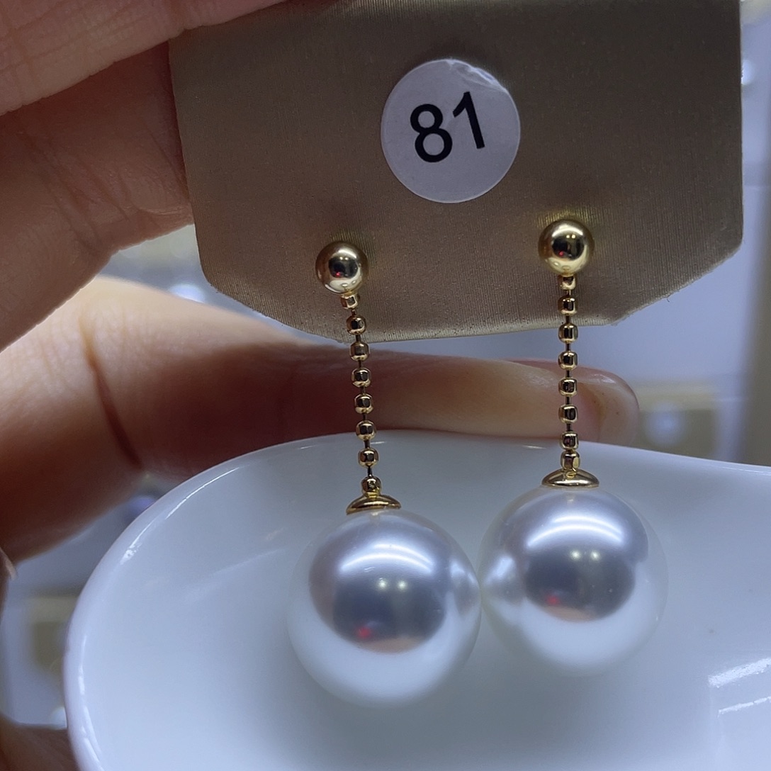 耳饰银S925镶嵌淡水珍珠