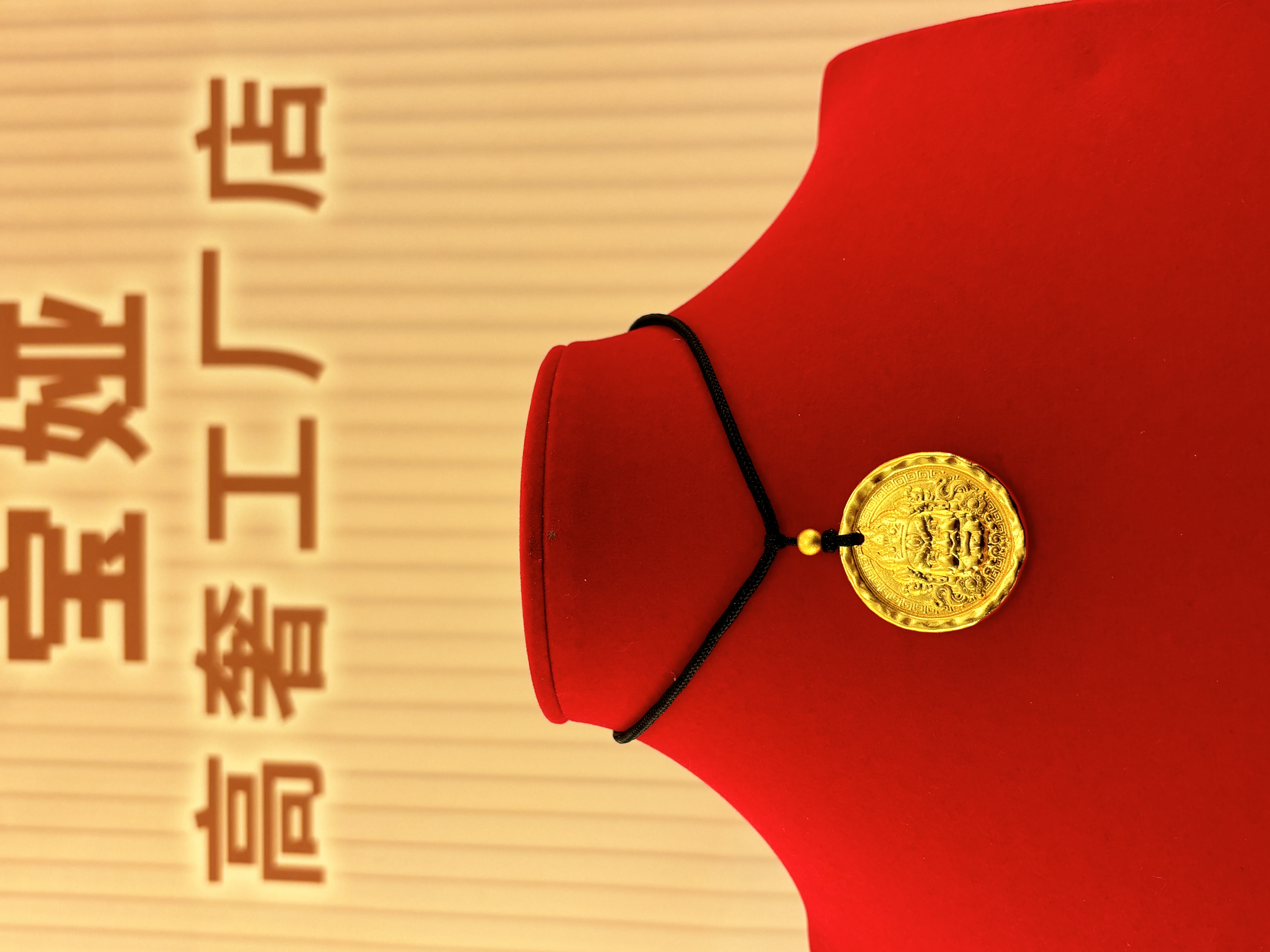 合金吊坠 黄财神项链双面雕刻精雕素款古法传承