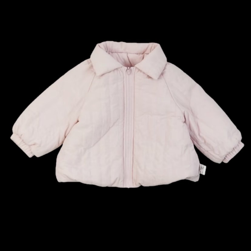 布娜诺男童12圆领厚款休闲高领加厚棉服儿童棉袄时尚冬季粉色