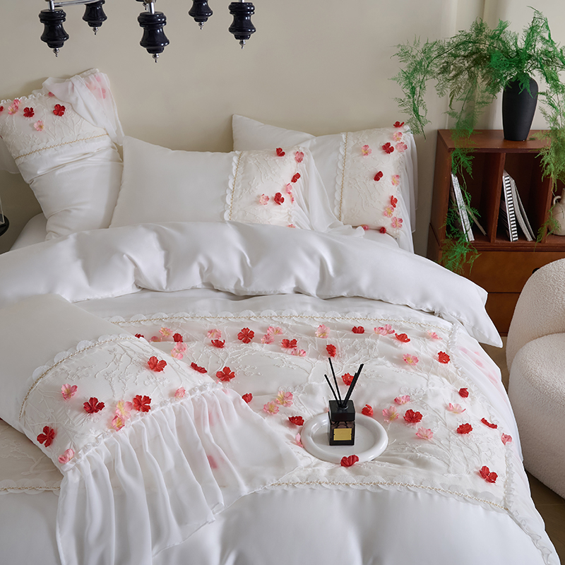 【韶华】法式浪漫兰精天丝莱赛尔四件套公主风花边床裙款