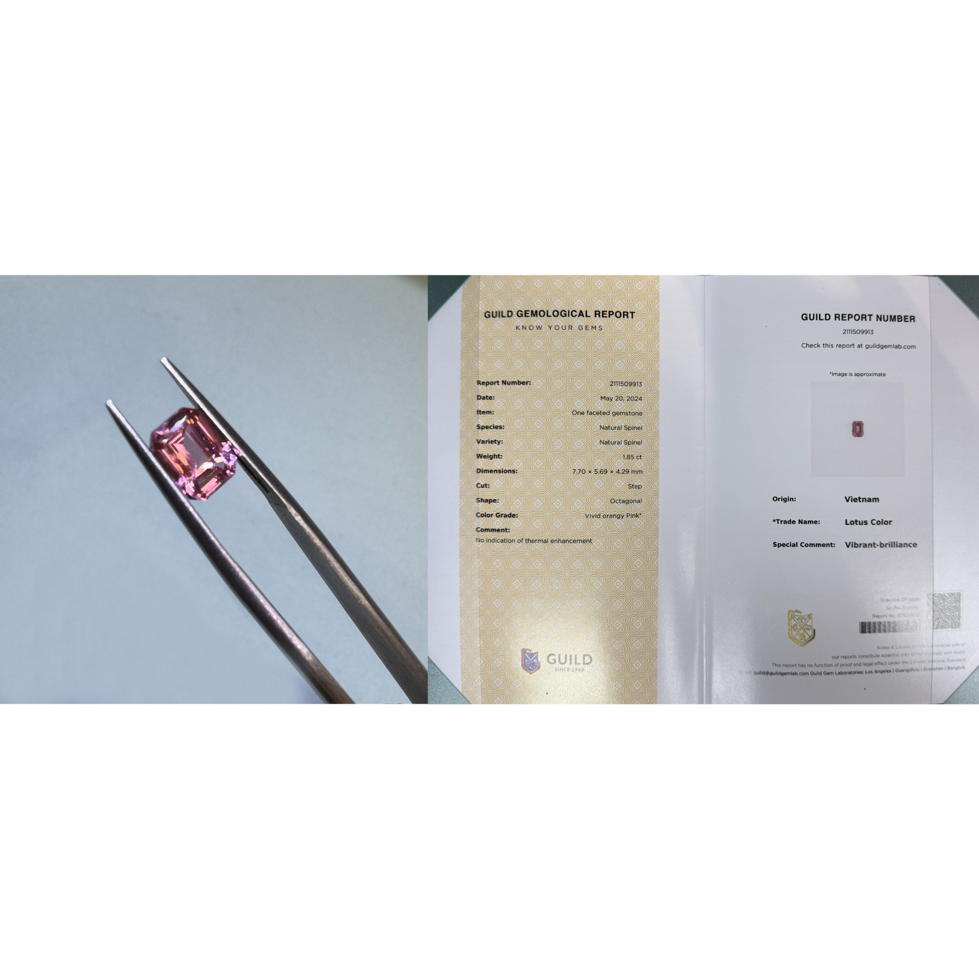 221 莲花色spinel 1.85 ct