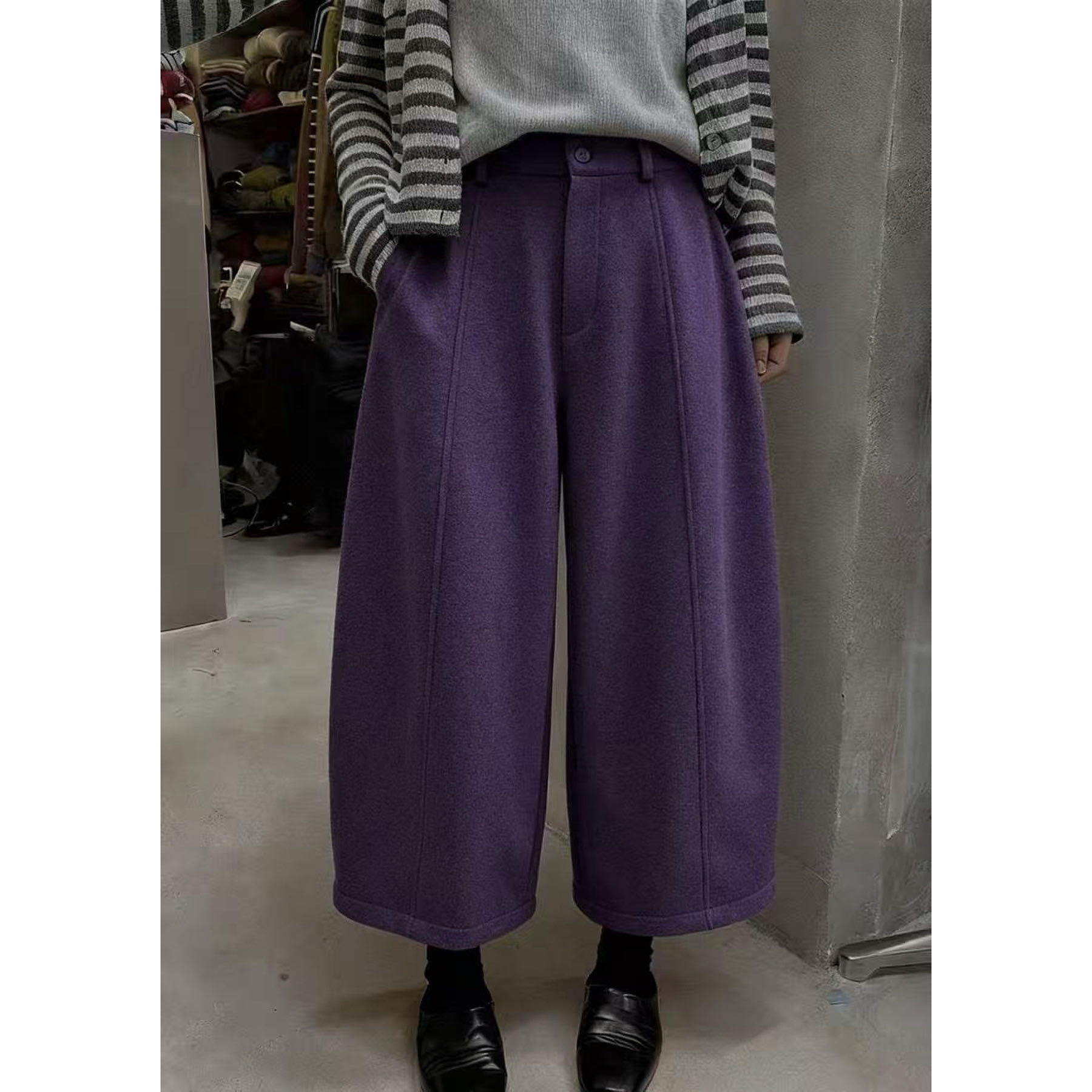 【土豆优选】冬款加绒毛呢七分裤