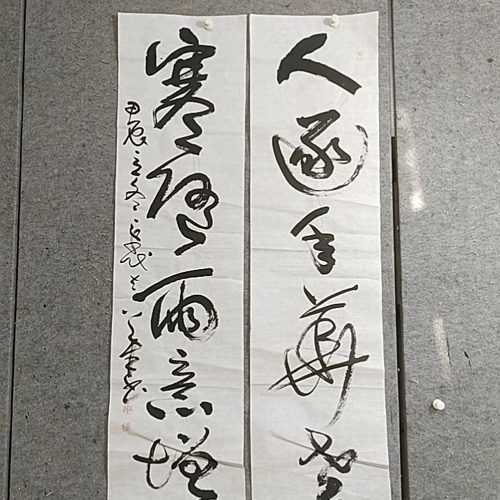书法四尺对开。人逐年华老