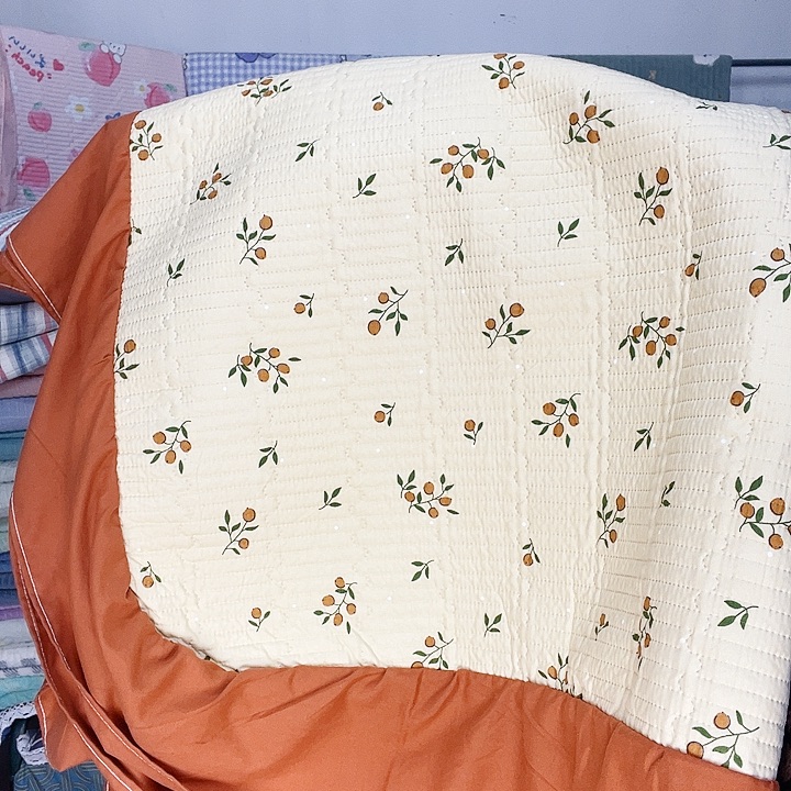 水洗棉柿柿如意床裙