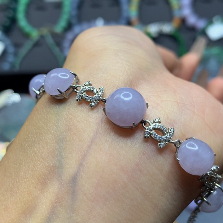 翡翠手链银S925镶嵌翡翠