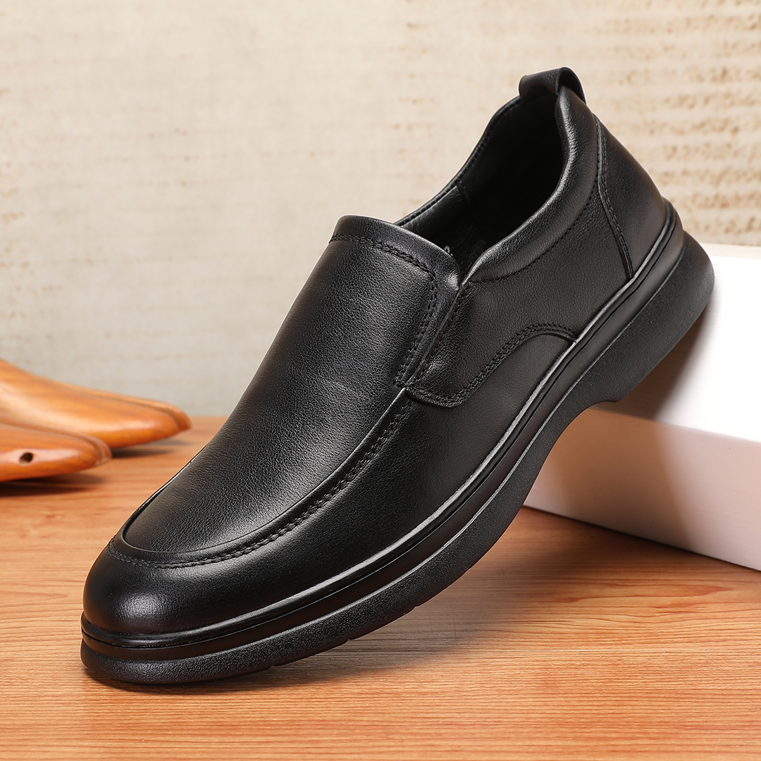 ZGAG休闲皮鞋中年舒适四季通用休闲单鞋圆头爸爸鞋耐磨休闲鞋男士