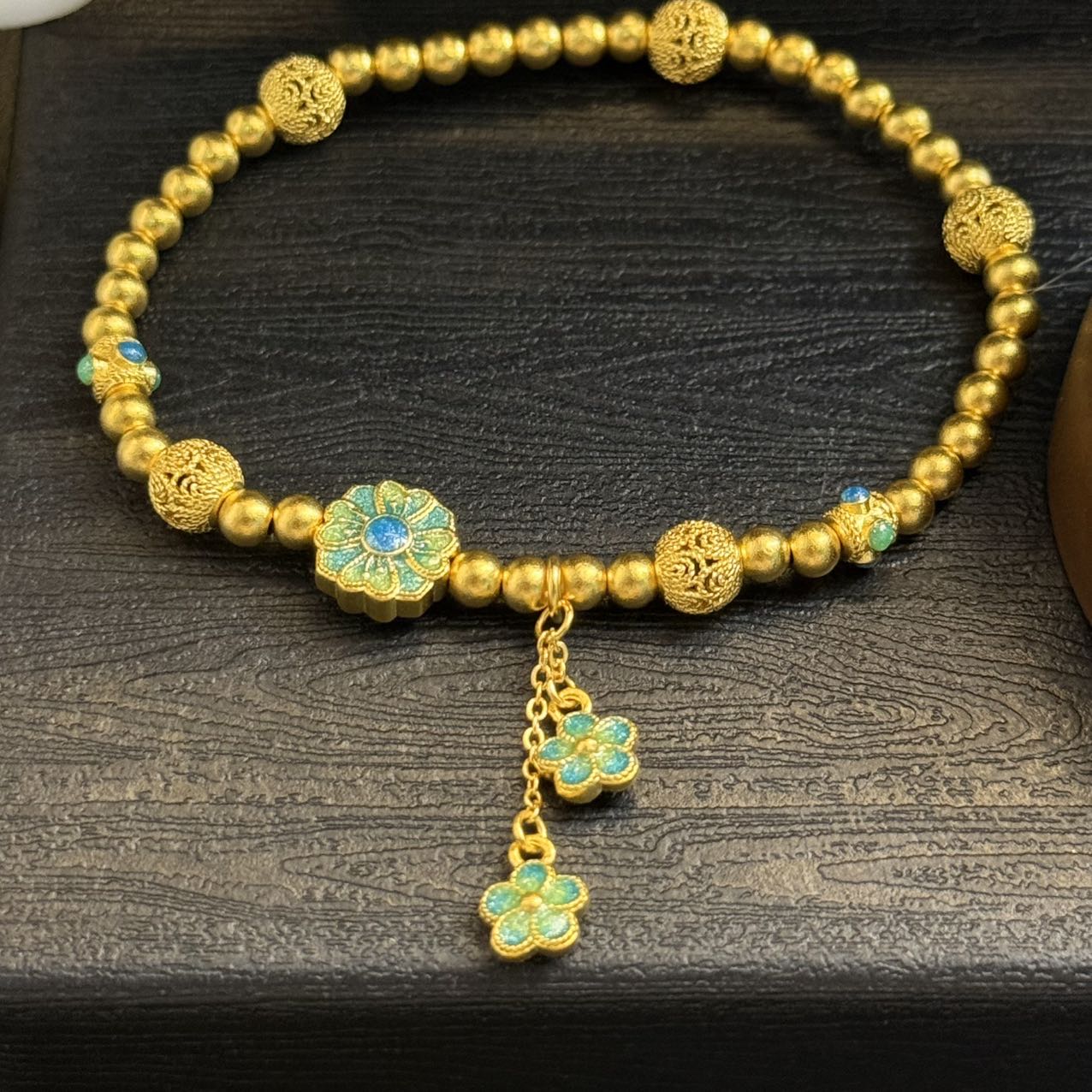 【恒潮珠宝】12.85g足金古法鎏彩手串