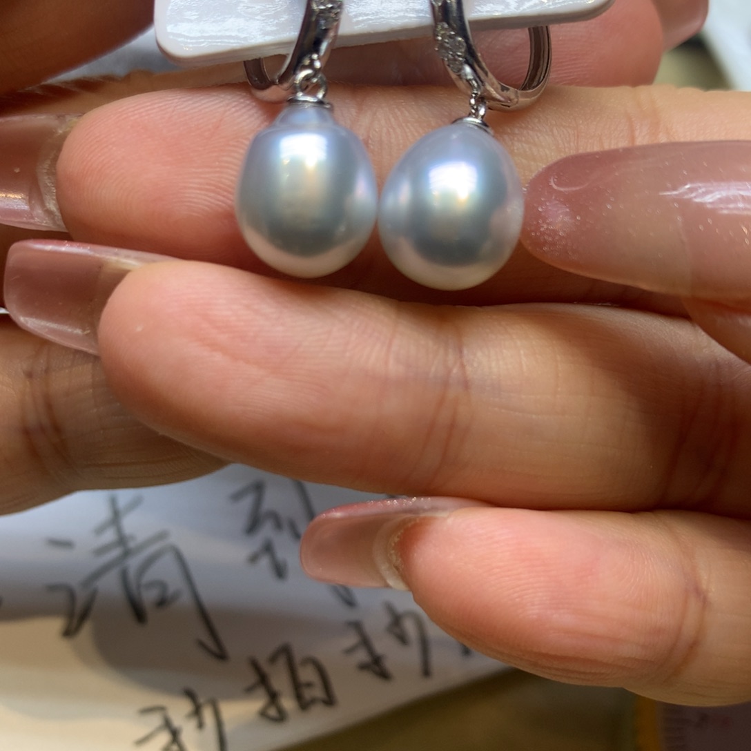 银S925镶嵌耳饰海水珍珠
