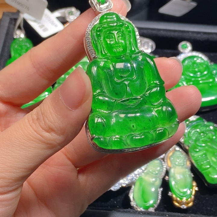 翡翠银S925镶嵌吊坠(不含链)