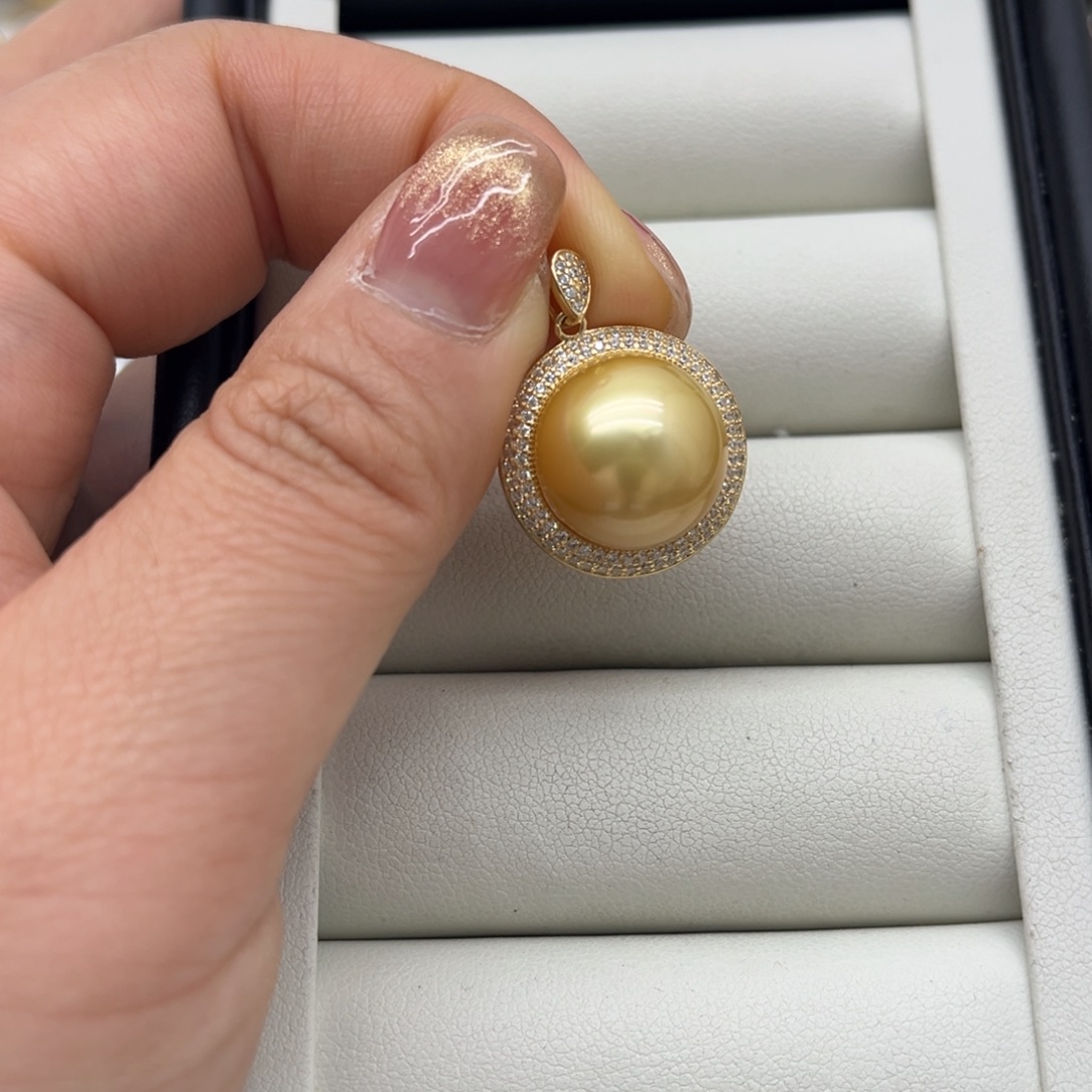 吊坠(不含链)银S925镶嵌海水珍珠