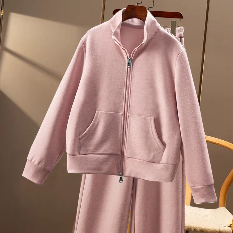 女士加厚休闲长袖立领卫衣长裤套装秋季新款软糯舒适减龄显瘦2522