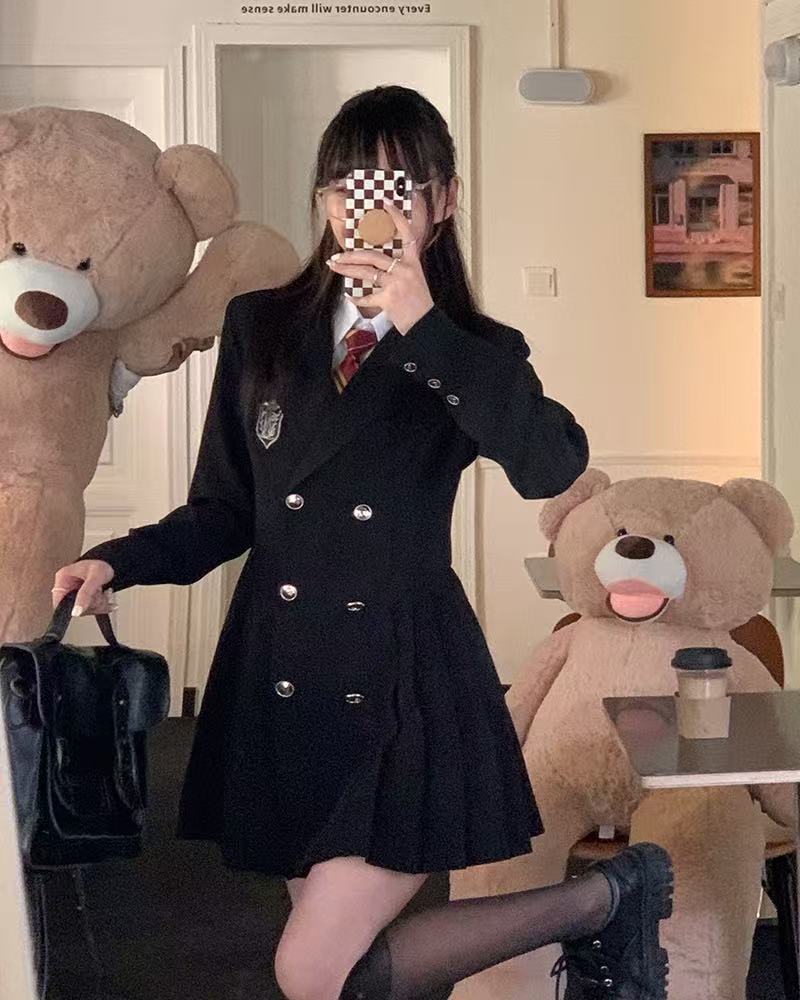 【清清】百褶西装裙（拍下随机赠一件T恤）