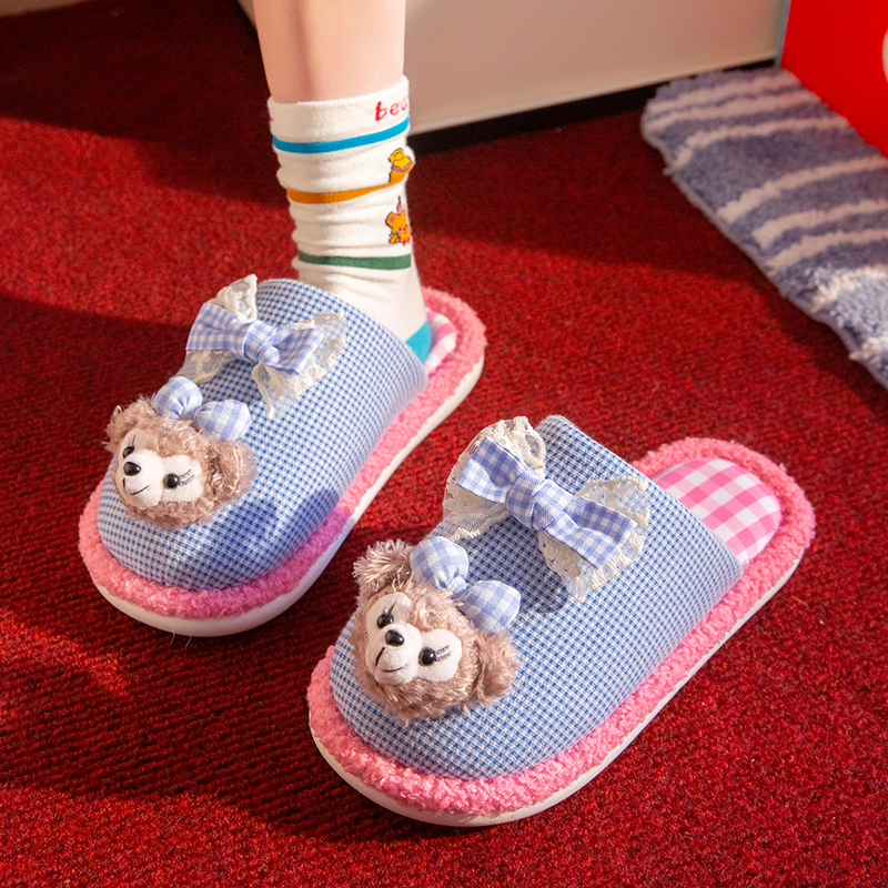 雪莉玫棉拖鞋男女地板拖防滑家居拖鞋秋冬季春秋公主卡通