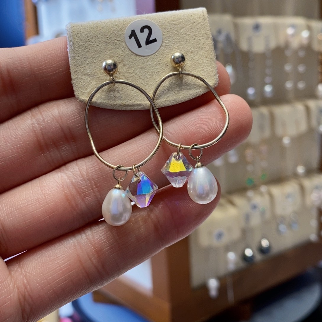 耳饰银S925镶嵌淡水珍珠