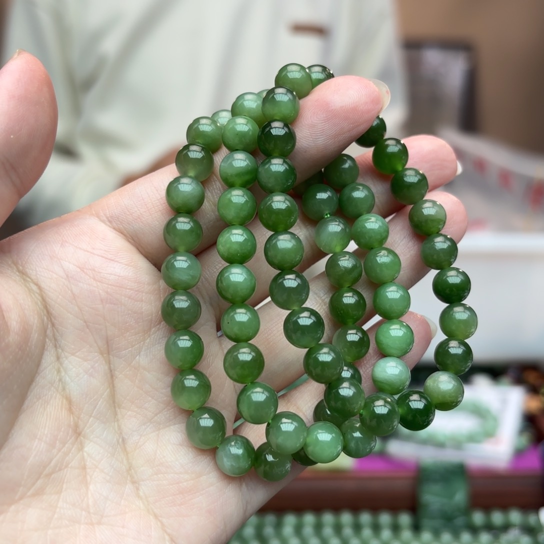 和田玉手串未镶嵌希*ღ拍一发三