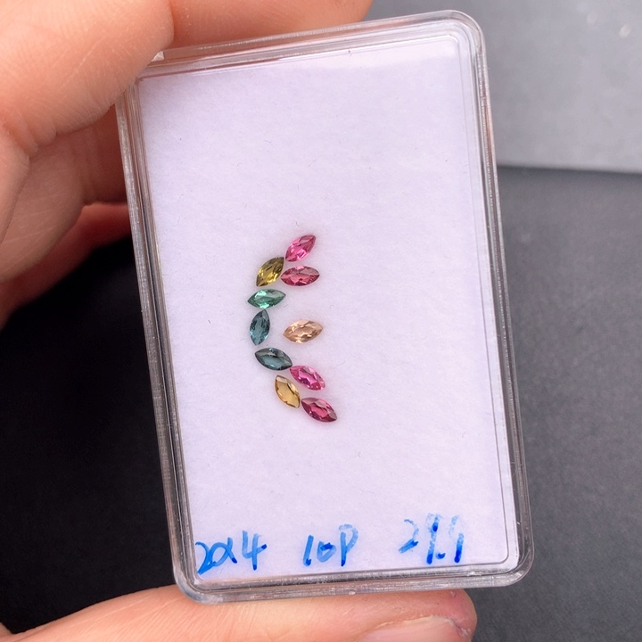 裸石未镶嵌碧玺裸石10粒2×4mm