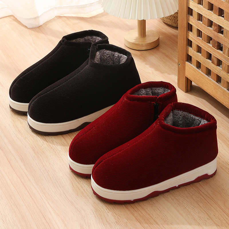 老式手工棉鞋女士冬季2025新款中年居家外穿防滑加绒加厚包后跟鞋