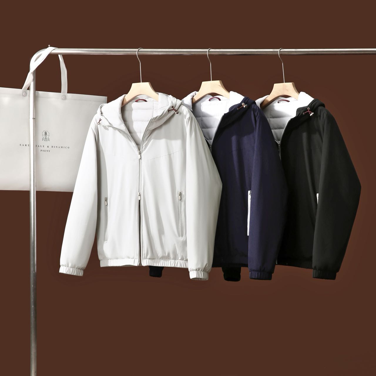  顶奢！羊毛桑蚕丝填充棉服秋冬男士防风轻薄保暖棉夹克连帽外套