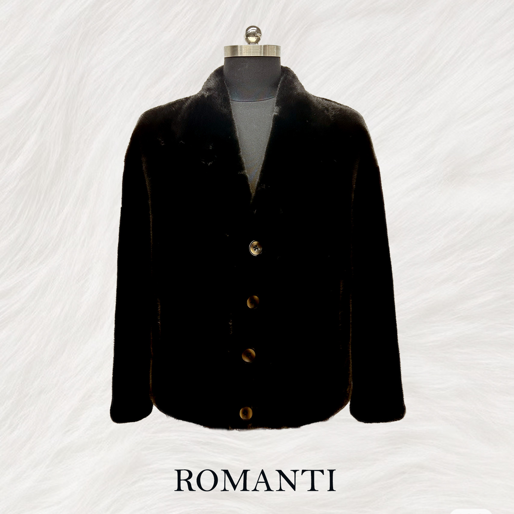 罗漫迪男装水貂 宝嘉美黑色倒毛道袍 时尚休闲冬季气质轻奢百搭