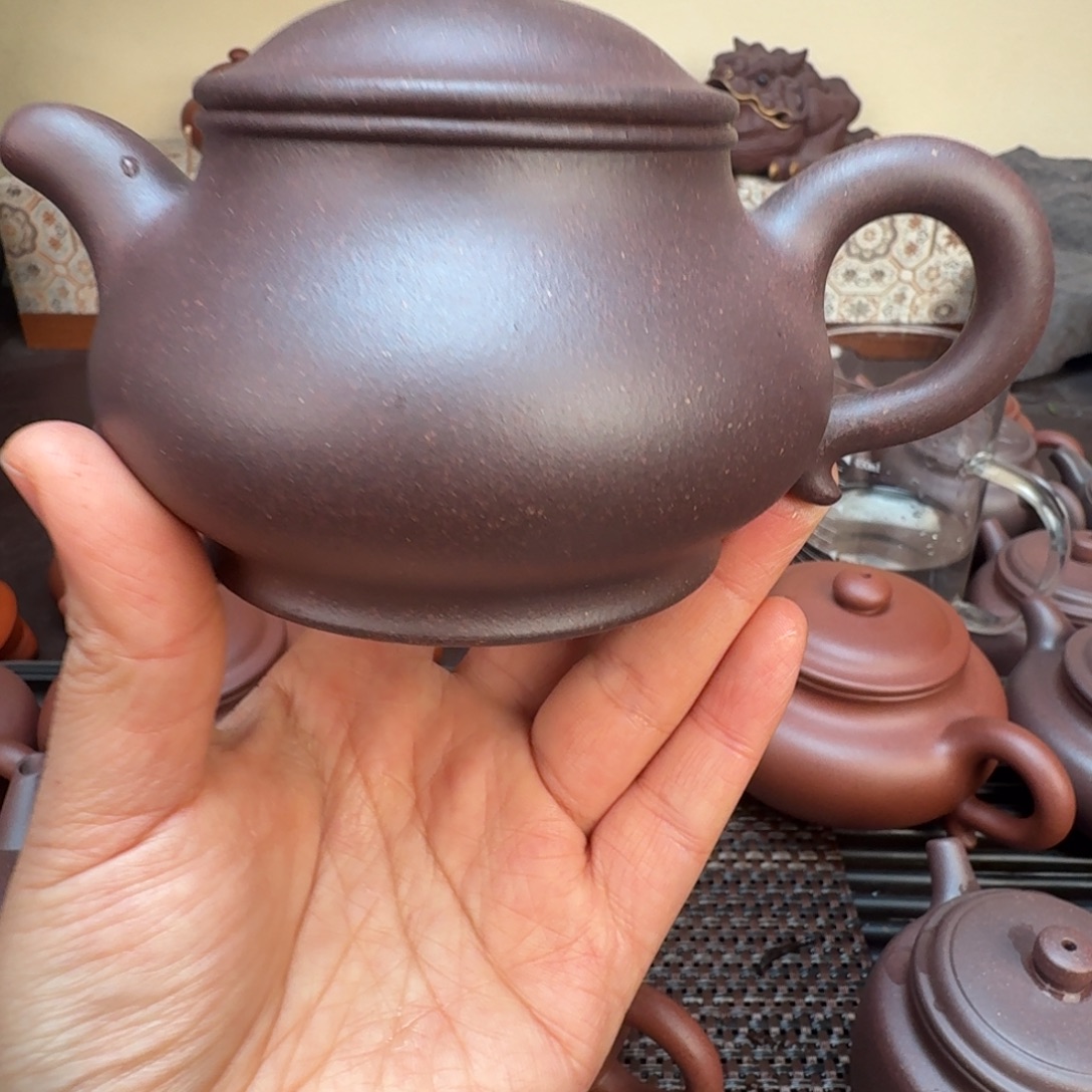 用***3茶壶紫砂原矿紫泥潘壶220cc微瑕