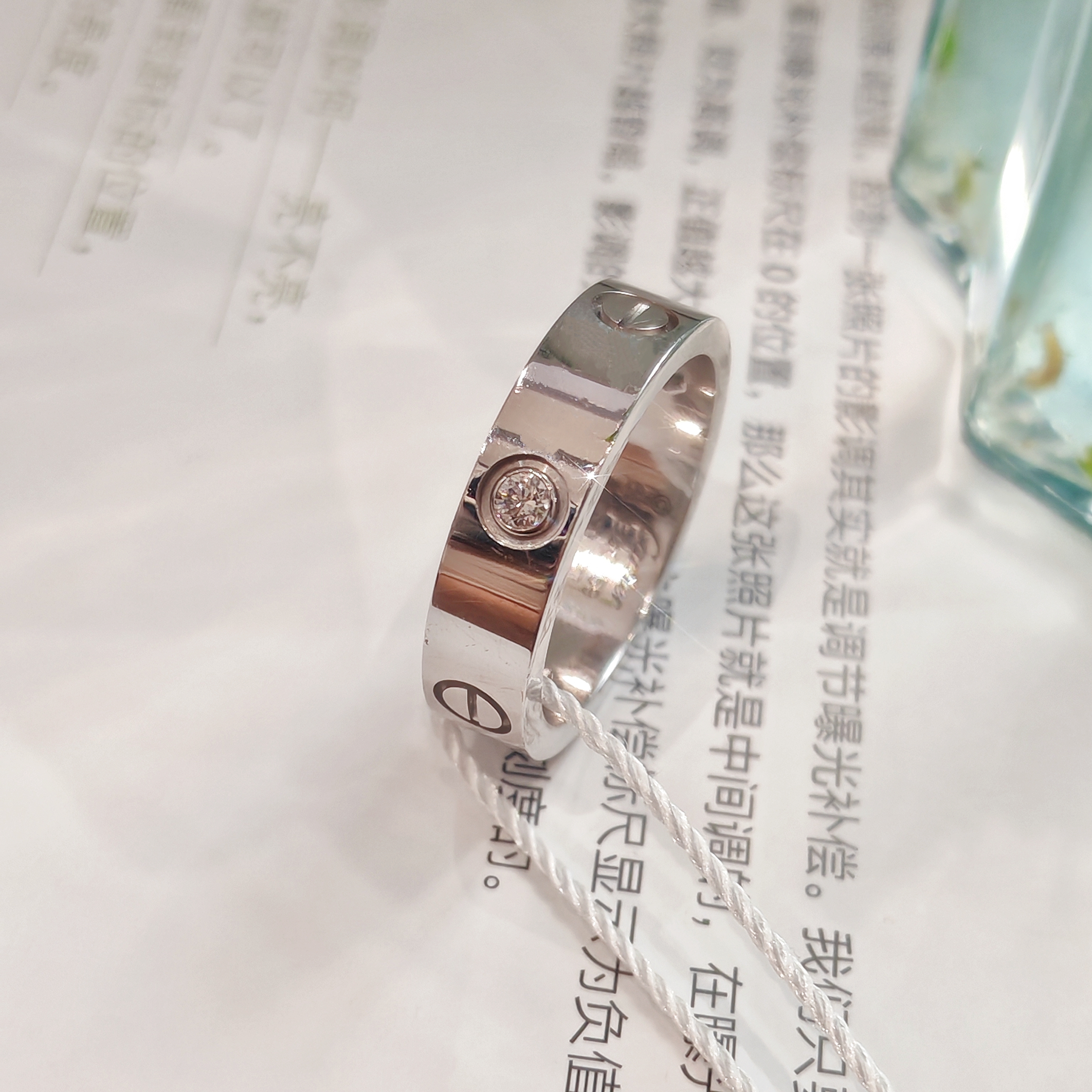 99新 Cartier/卡地亚 love3钻戒指/k白/#61