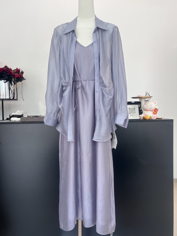 裤子紫色女士上衣衬衫气质蓝色休闲套装韩版时尚套装