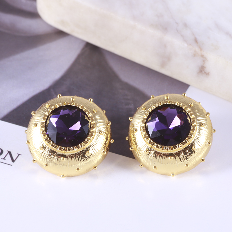 铜合金合成锆石耳饰 铜合金合成立方氧化锆耳钉轻奢复古时尚37439