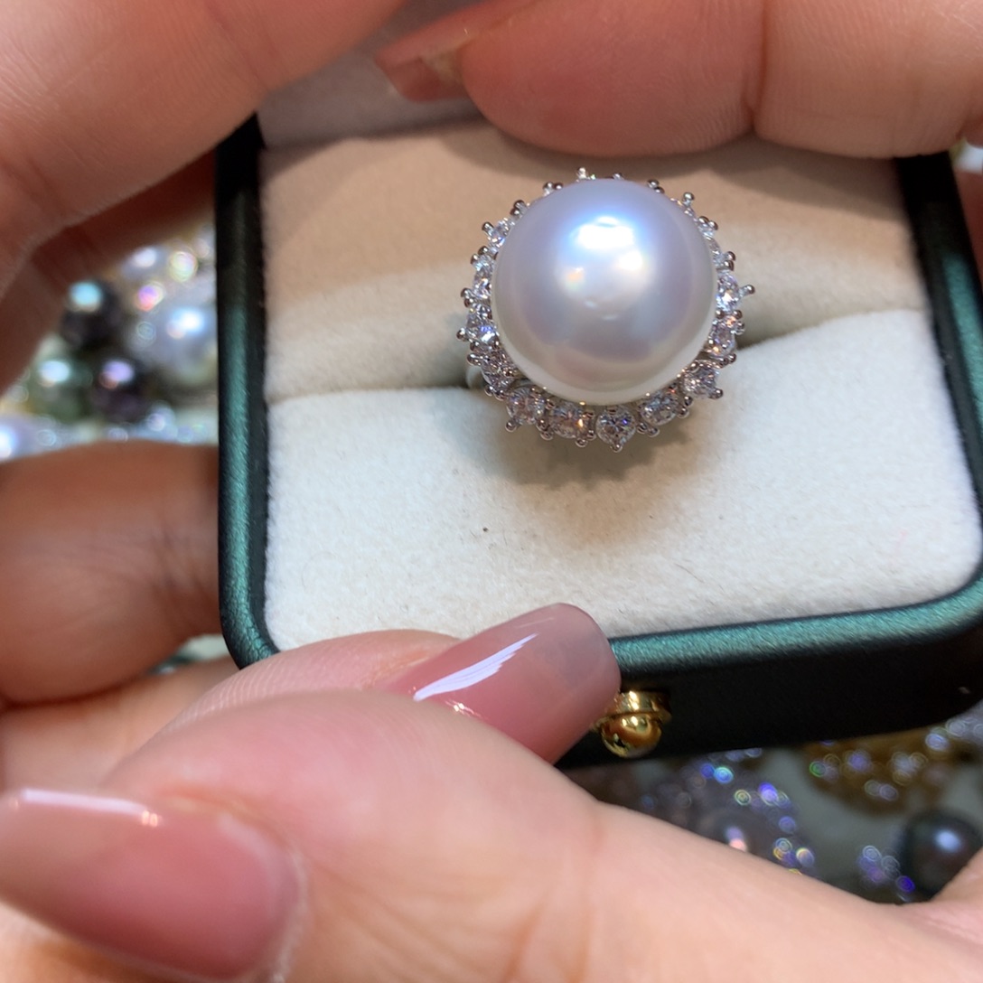 海水珍珠戒指银S925镶嵌