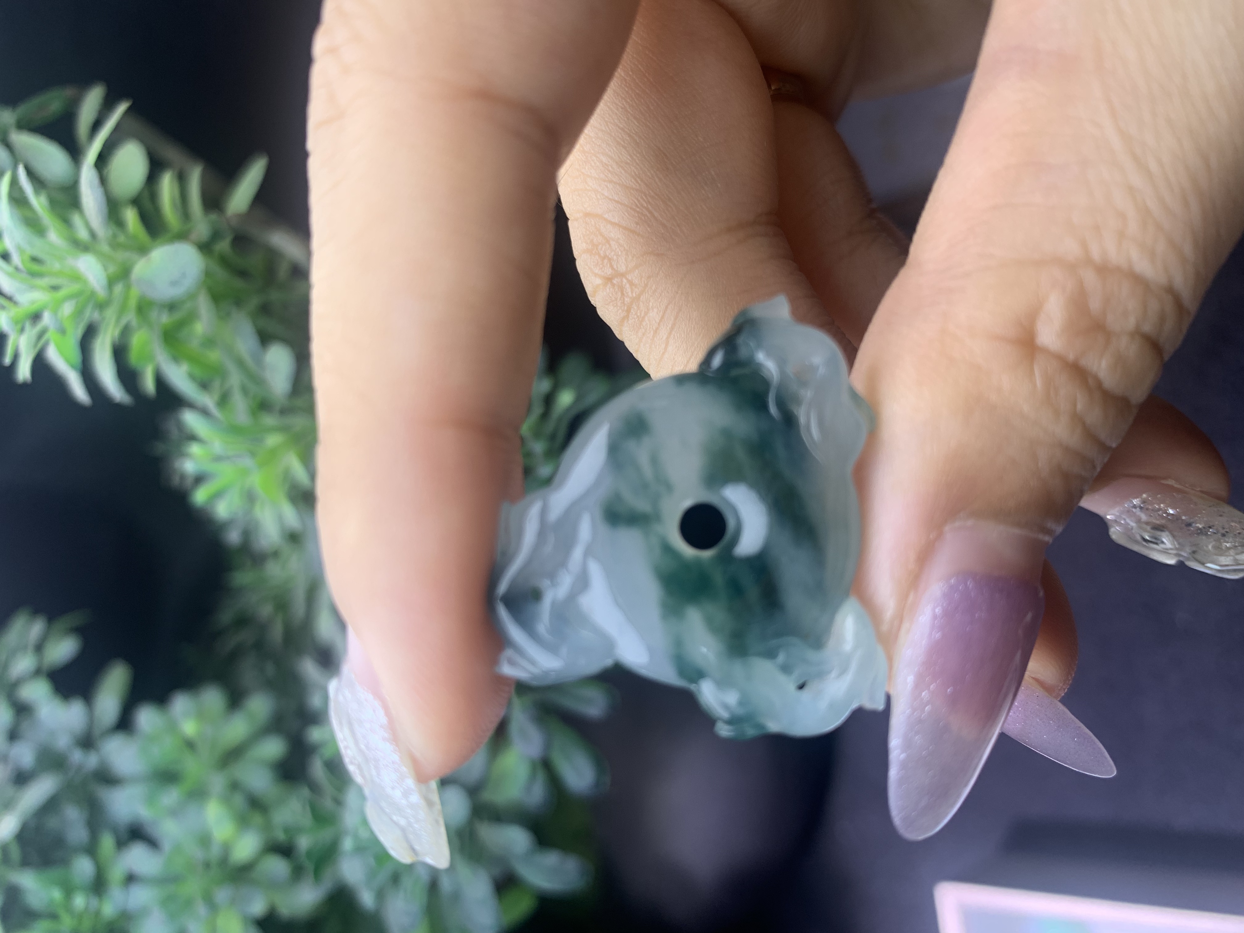 缅甸A货翡翠如鱼得水飘花平安扣 特色冰胶尺寸27*5.7