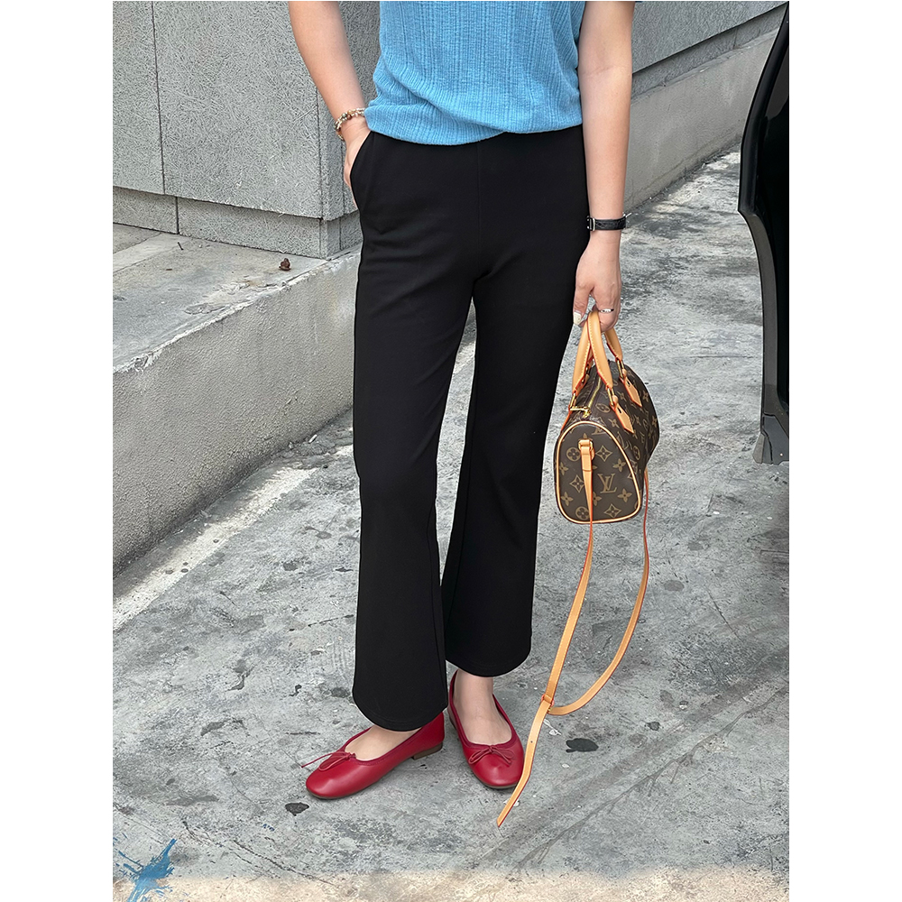 WenWen小个子时尚韩系夏季新款高腰休闲百搭九分微喇裤显瘦3722