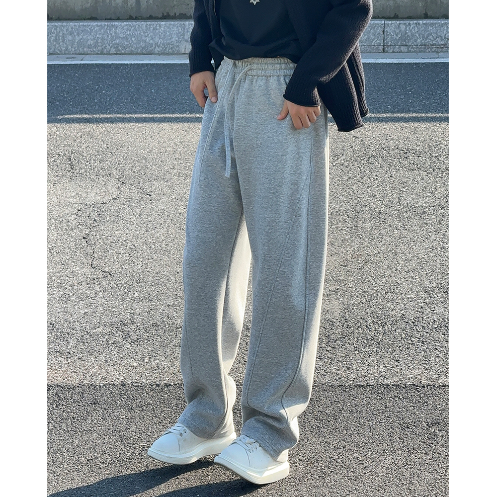 慵懒风花灰色重磅弯刀卫裤男春秋美式高街阔腿休闲裤宽松运动长裤