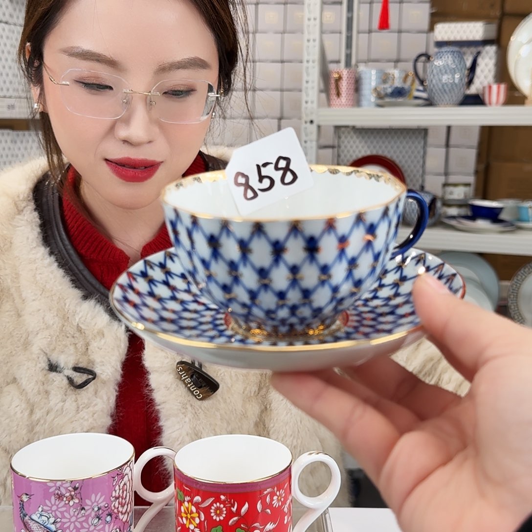 雪***亿骨瓷骨瓷咖啡杯碟一套220ml外贸骨瓷