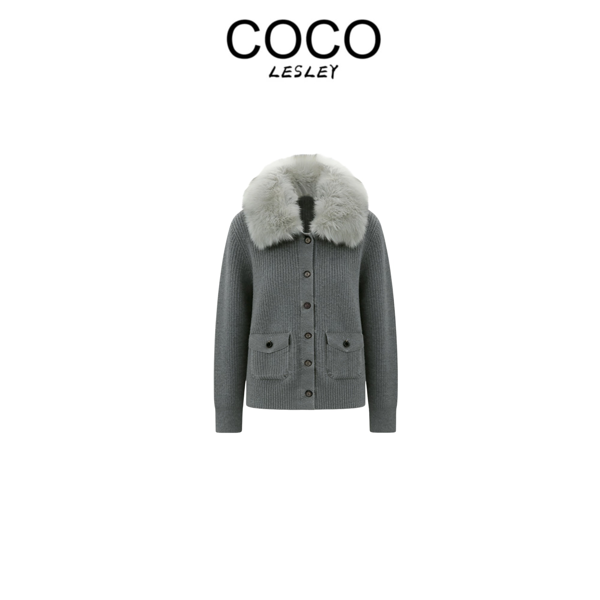 【COCO LESLEY】冬季新款F街头系列针织宽松毛织704号灰