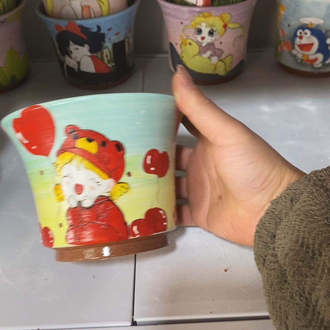 ****y紫砂花盆手绘盆满28包邮