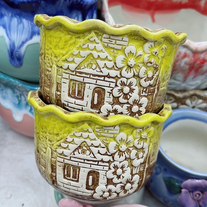 多肉绿植陶瓷花盆9.9包邮，有孔