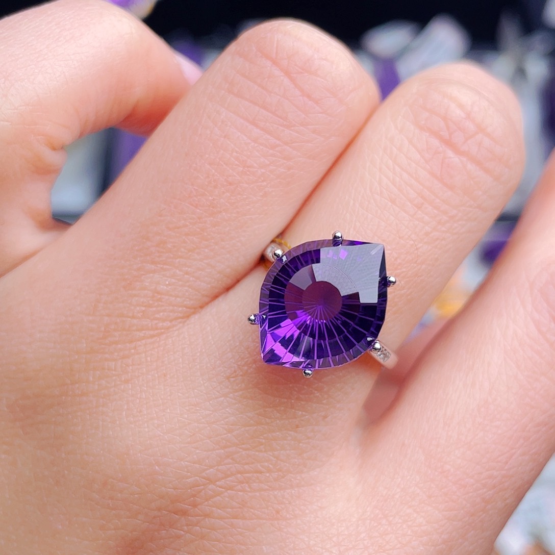 银S925镶嵌戒指紫晶天然保真