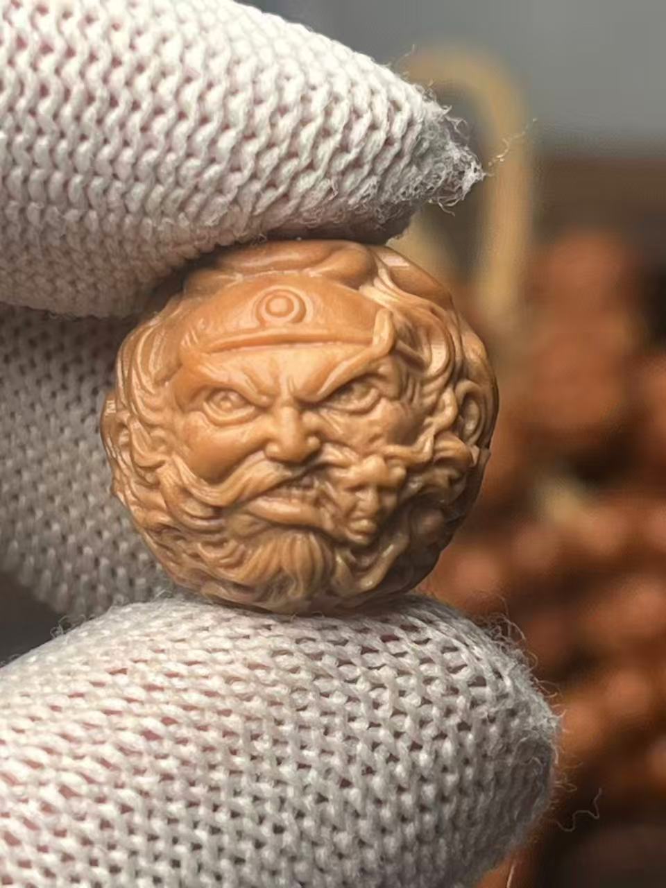 猴头单颗雕刻配饰钟馗美女全品尺寸17mm左右