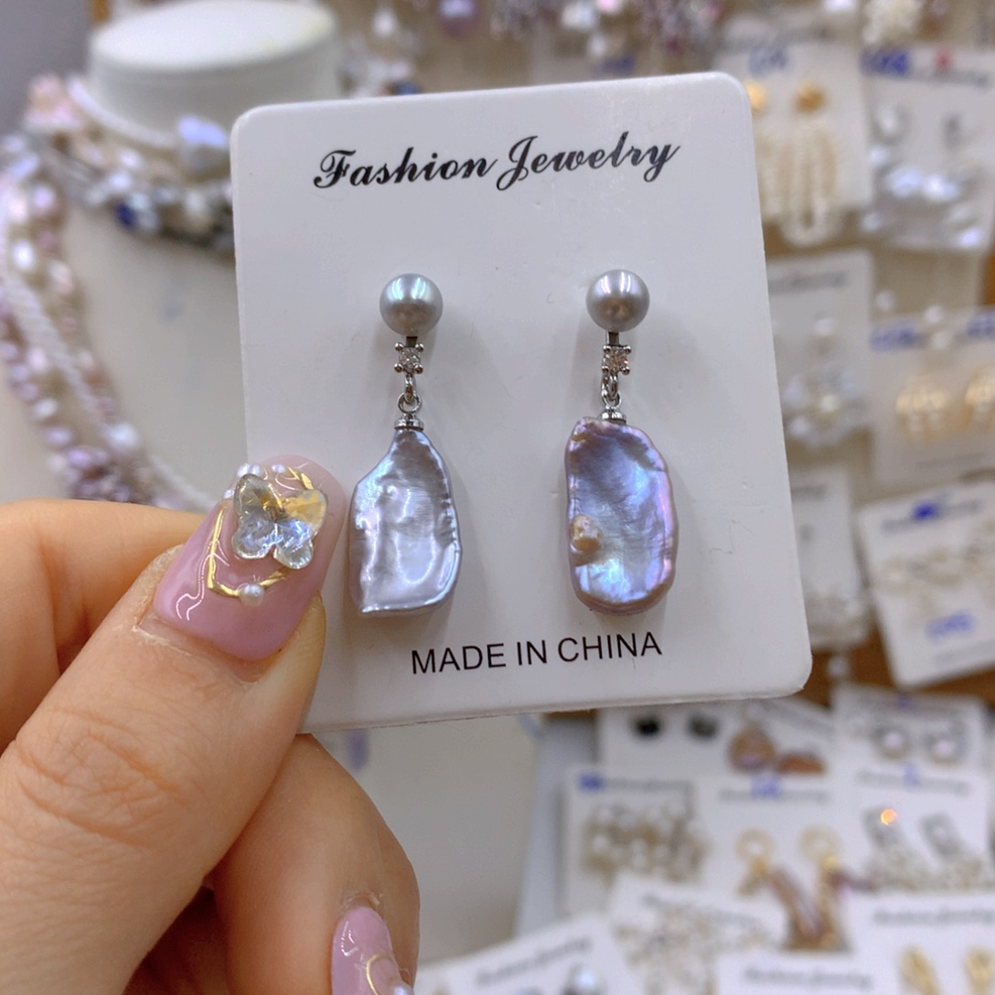 淡水珍珠耳饰银S925镶嵌