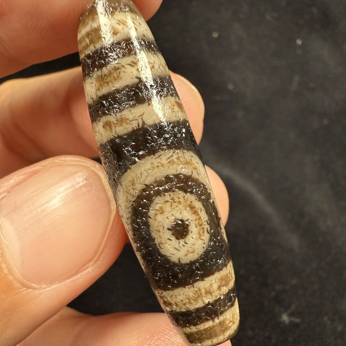 行运任晓攀•老料系列「如意二眼天珠」 尺寸：45.8✖️12.3mm